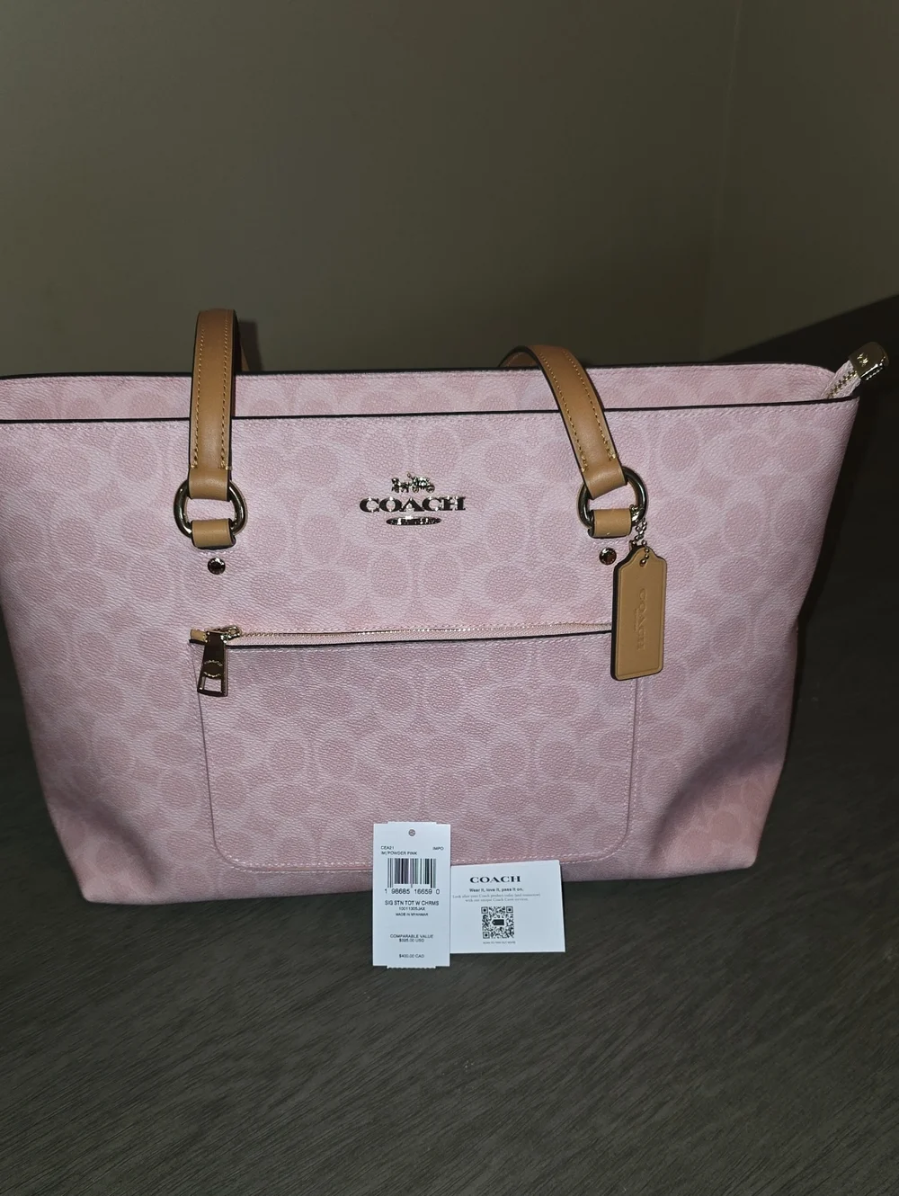Coach Outlet Station Tote Bag In Signature Canvas. Powder Pink 2026. - Picture 12 of 12